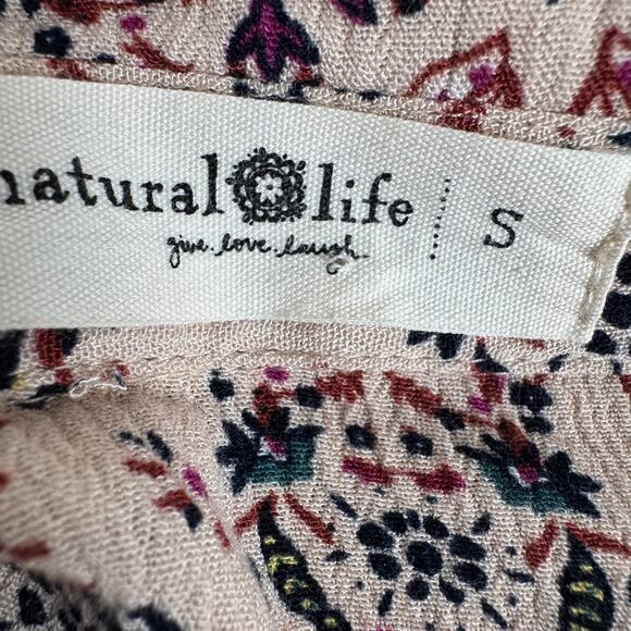 Natural Life Cream Floral Boho Chic Button Down Top Small- Cottagecore - Picture 10 of 10